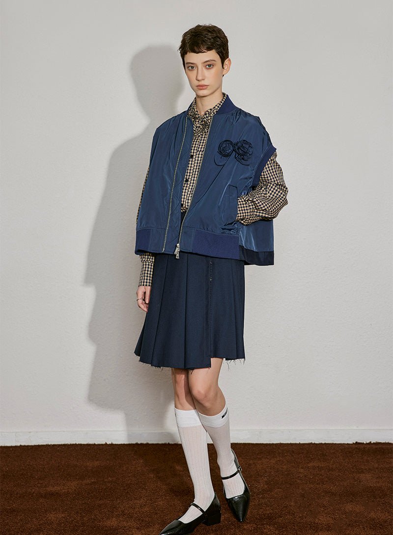 Asymmetric Pleated Skirt with Raw Hem - SHICCACHE