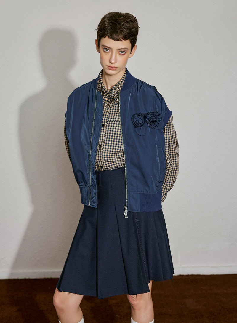 Asymmetric Pleated Skirt with Raw Hem - SHICCACHE