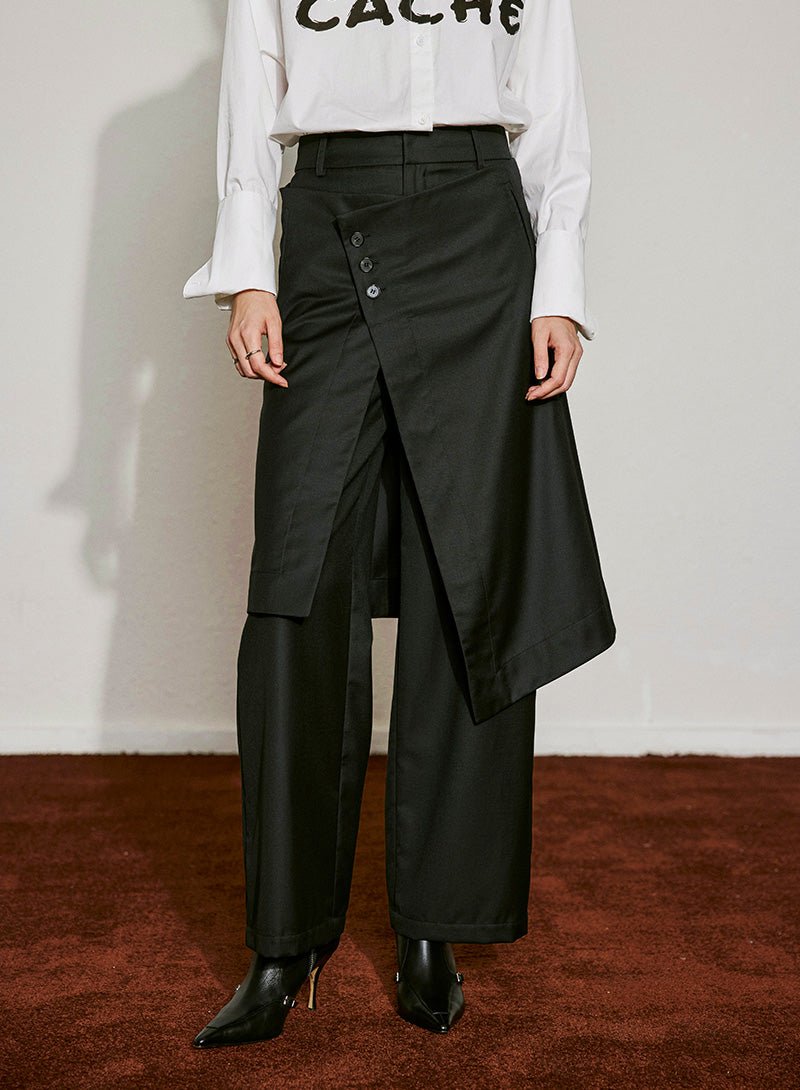 Asymmetrical Overlay Trousers - SHICCACHE