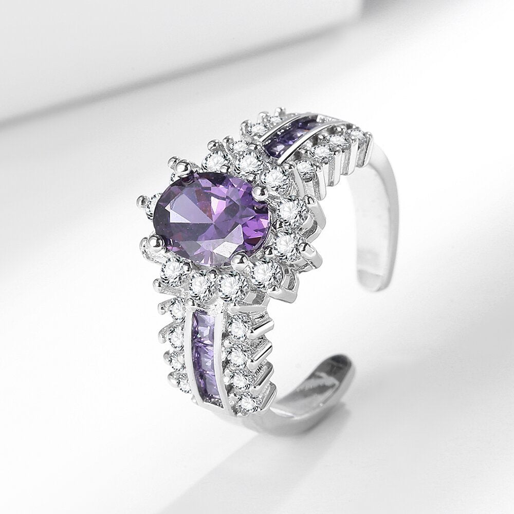 Celestial Amethyst Halo Ring - SHICCACHE