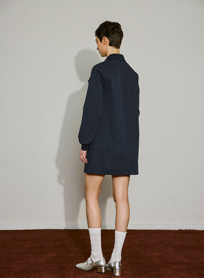 Collar - Zip Long Sleeve Mini Dress - SHICCACHE