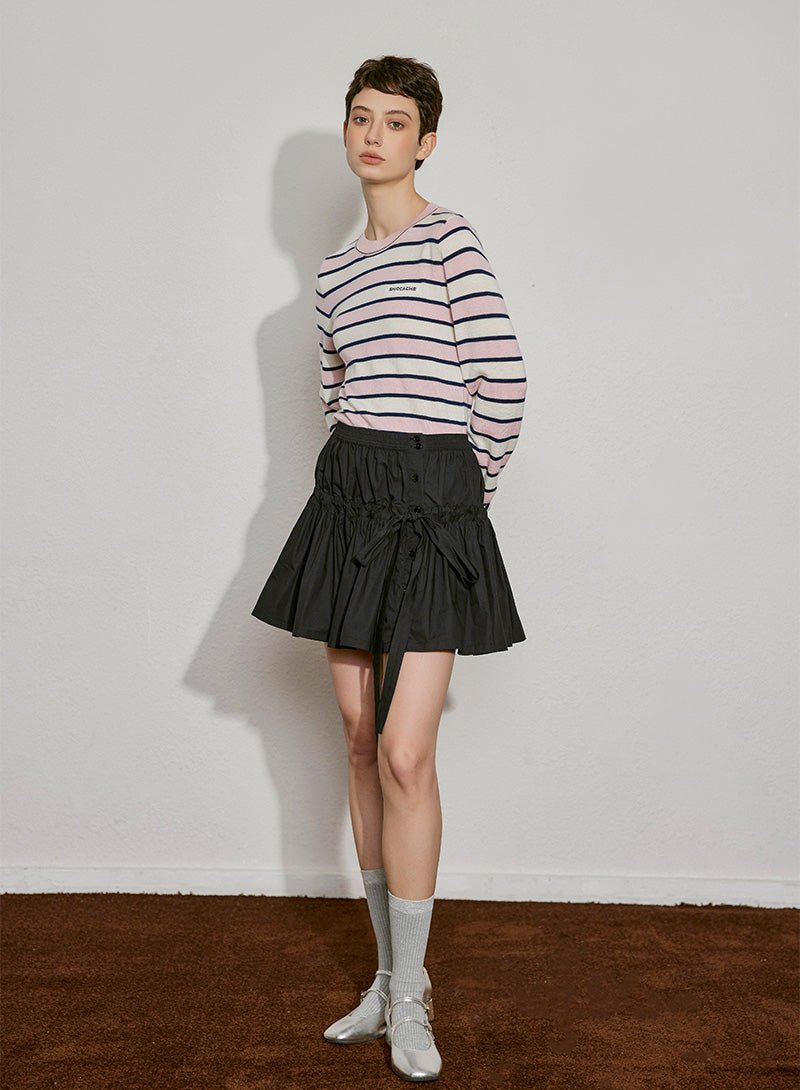 Drawstring Charm Ruffle Mini Skirt - SHICCACHE