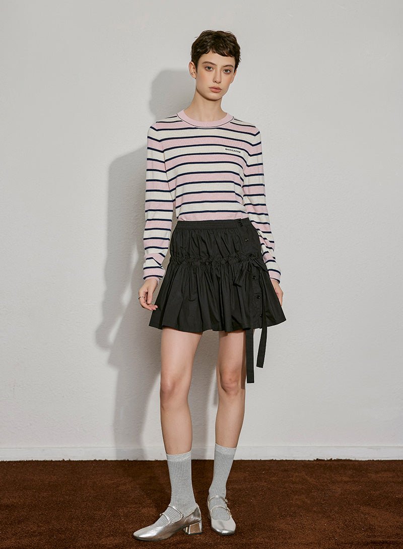 Drawstring Charm Ruffle Mini Skirt - SHICCACHE