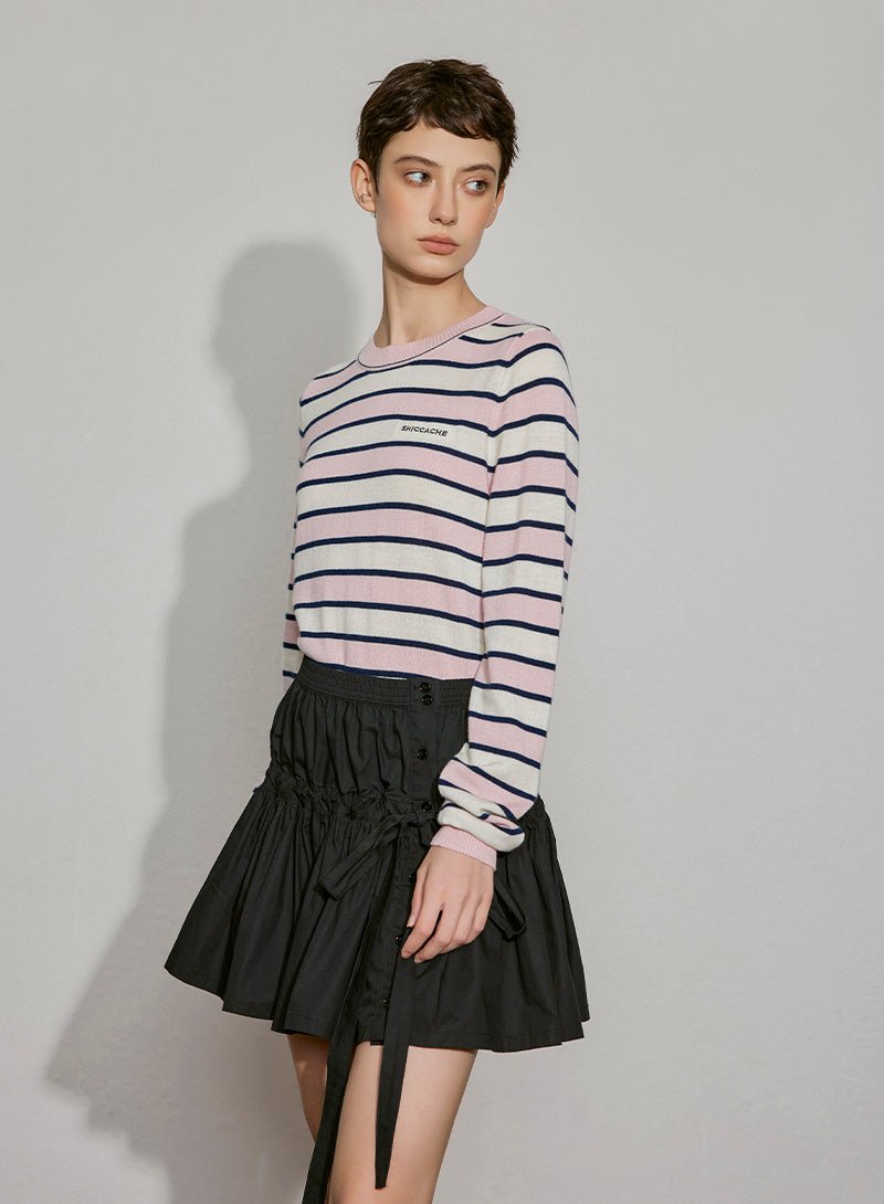 Drawstring Charm Ruffle Mini Skirt - SHICCACHE