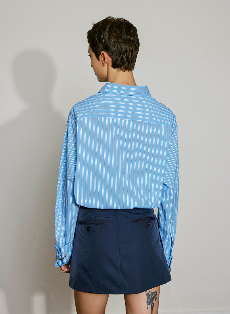 Effortless Edge Striped Shirt Dress - SHICCACHE