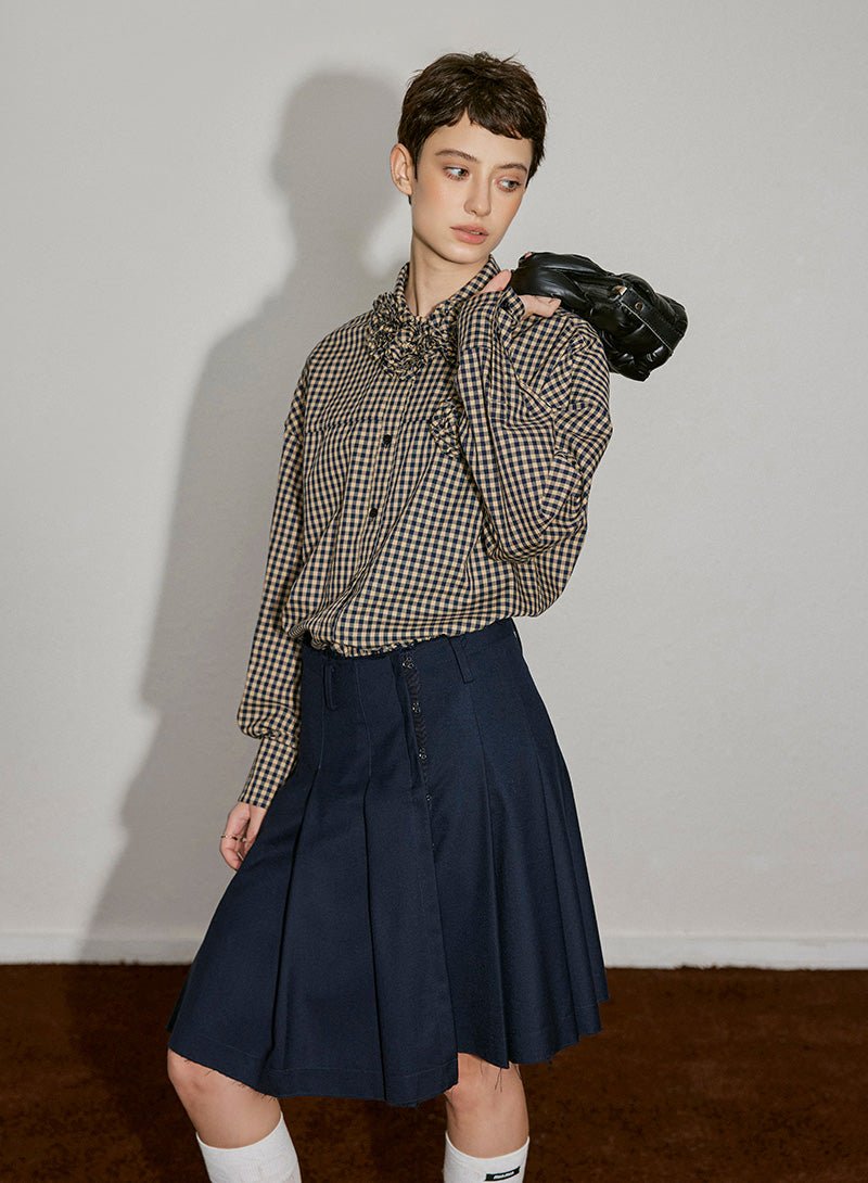 Gingham Bloom Cotton Shirt - SHICCACHE