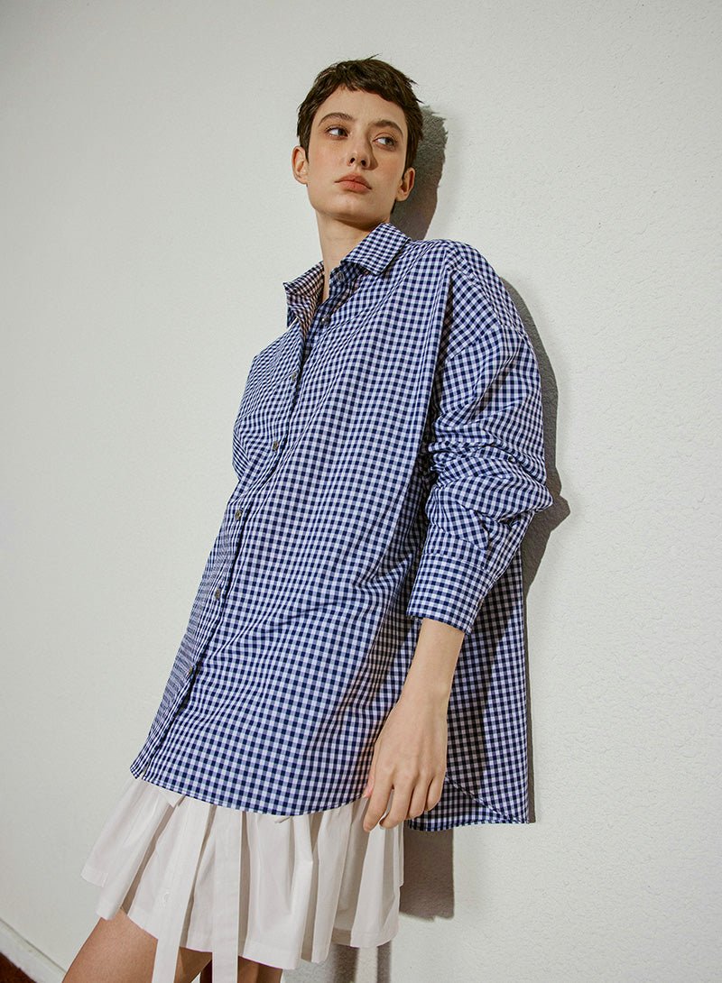 Gingham Bloom Cotton Shirt - SHICCACHE