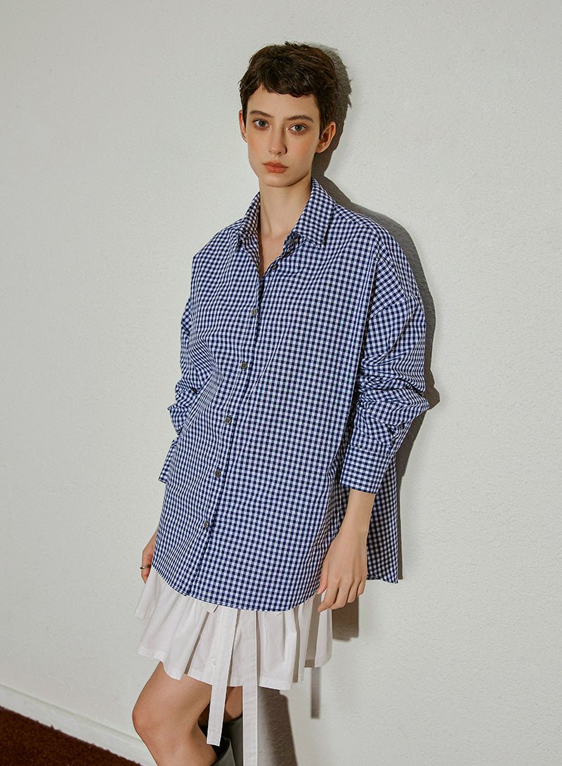 Gingham Bloom Cotton Shirt - SHICCACHE