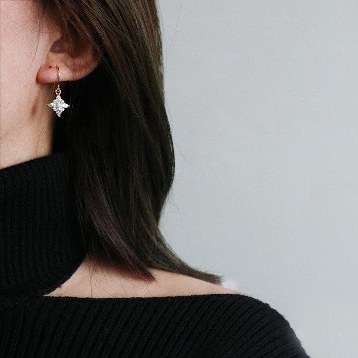 Golden Crystal Star Earrings - SHICCACHE