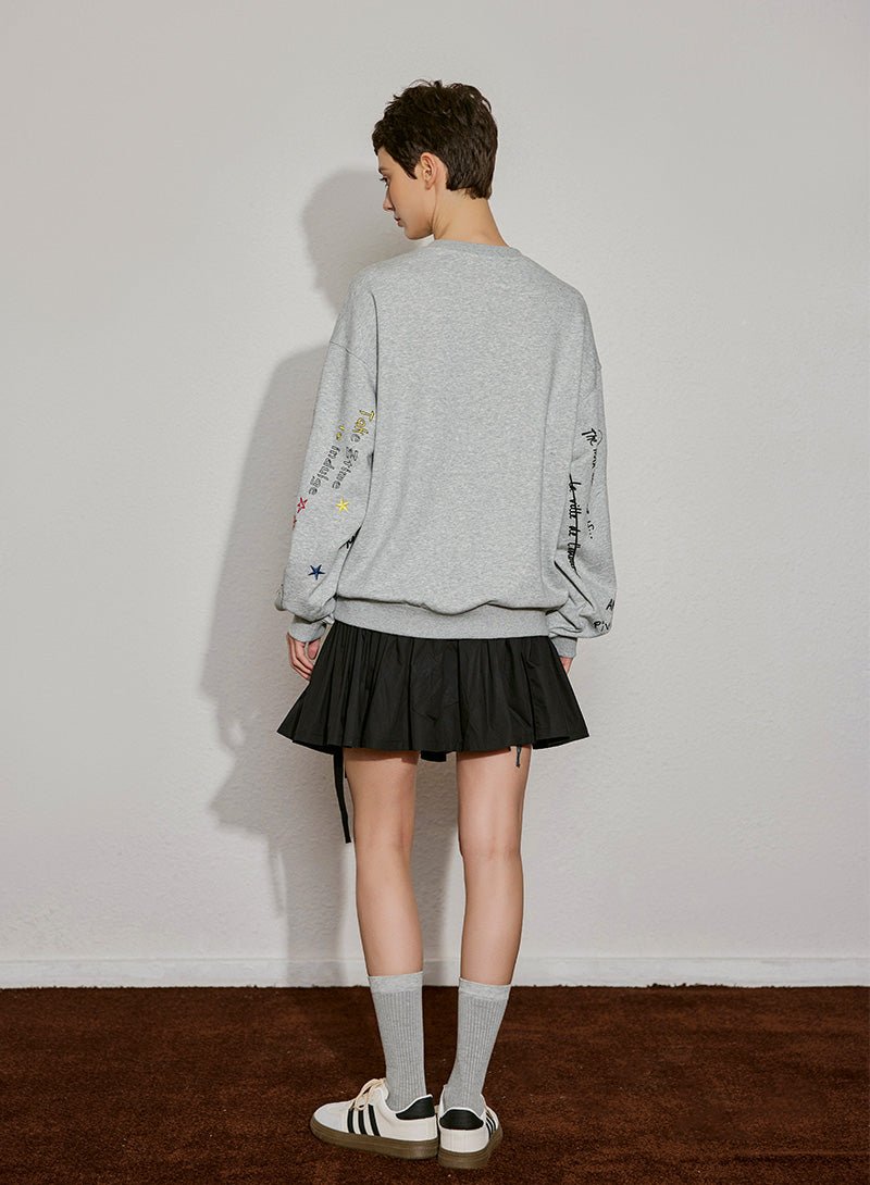 Playful Sketch Embroidered Sweatshirt - SHICCACHE
