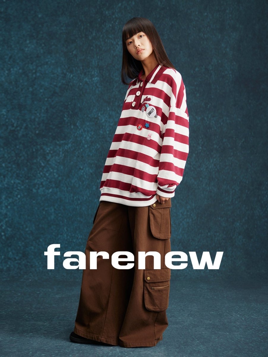 Playful Stripes Polo Sweatshirt - SHICCACHE