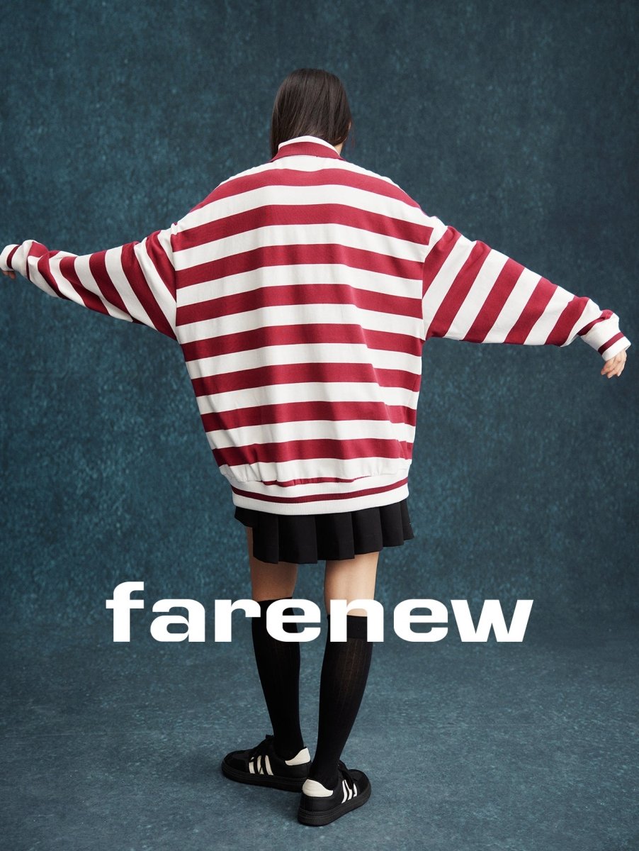 Playful Stripes Polo Sweatshirt - SHICCACHE
