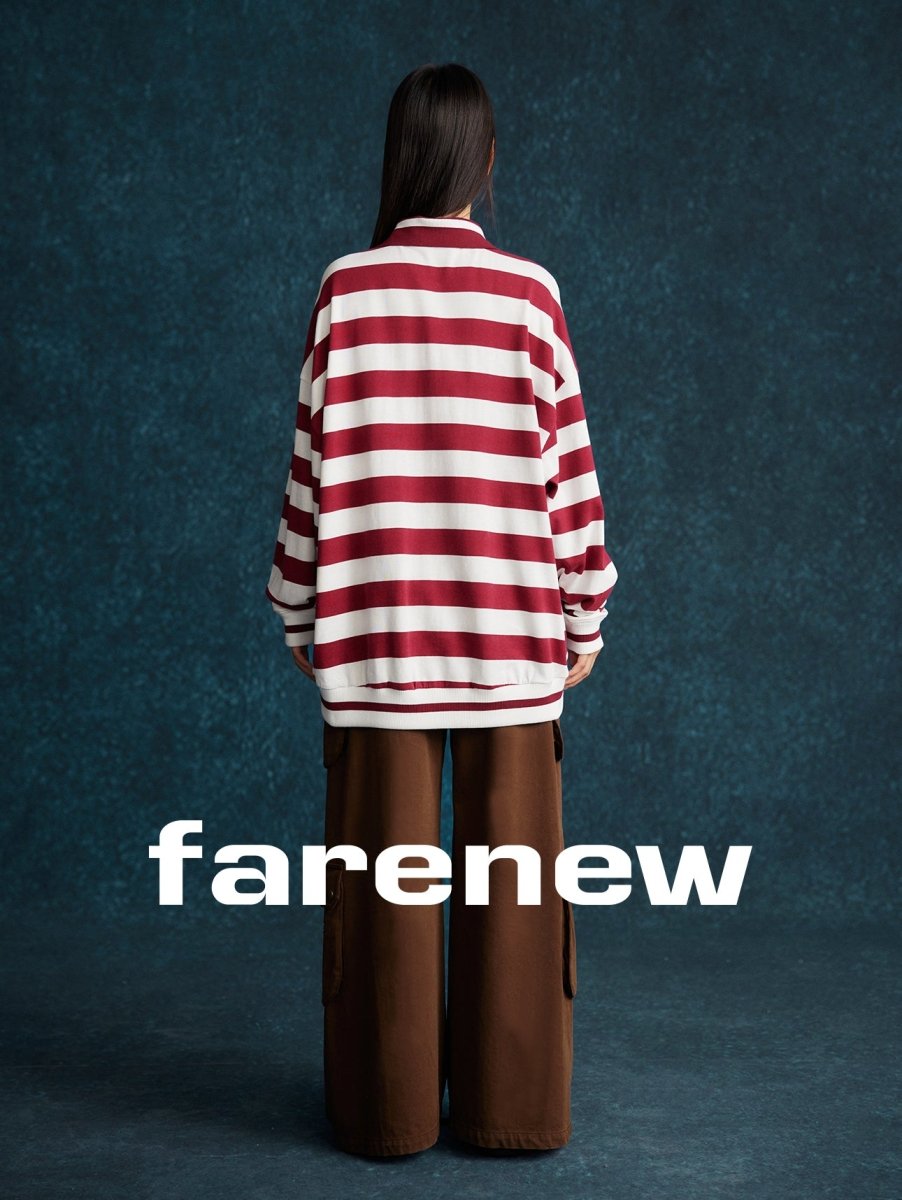 Playful Stripes Polo Sweatshirt - SHICCACHE