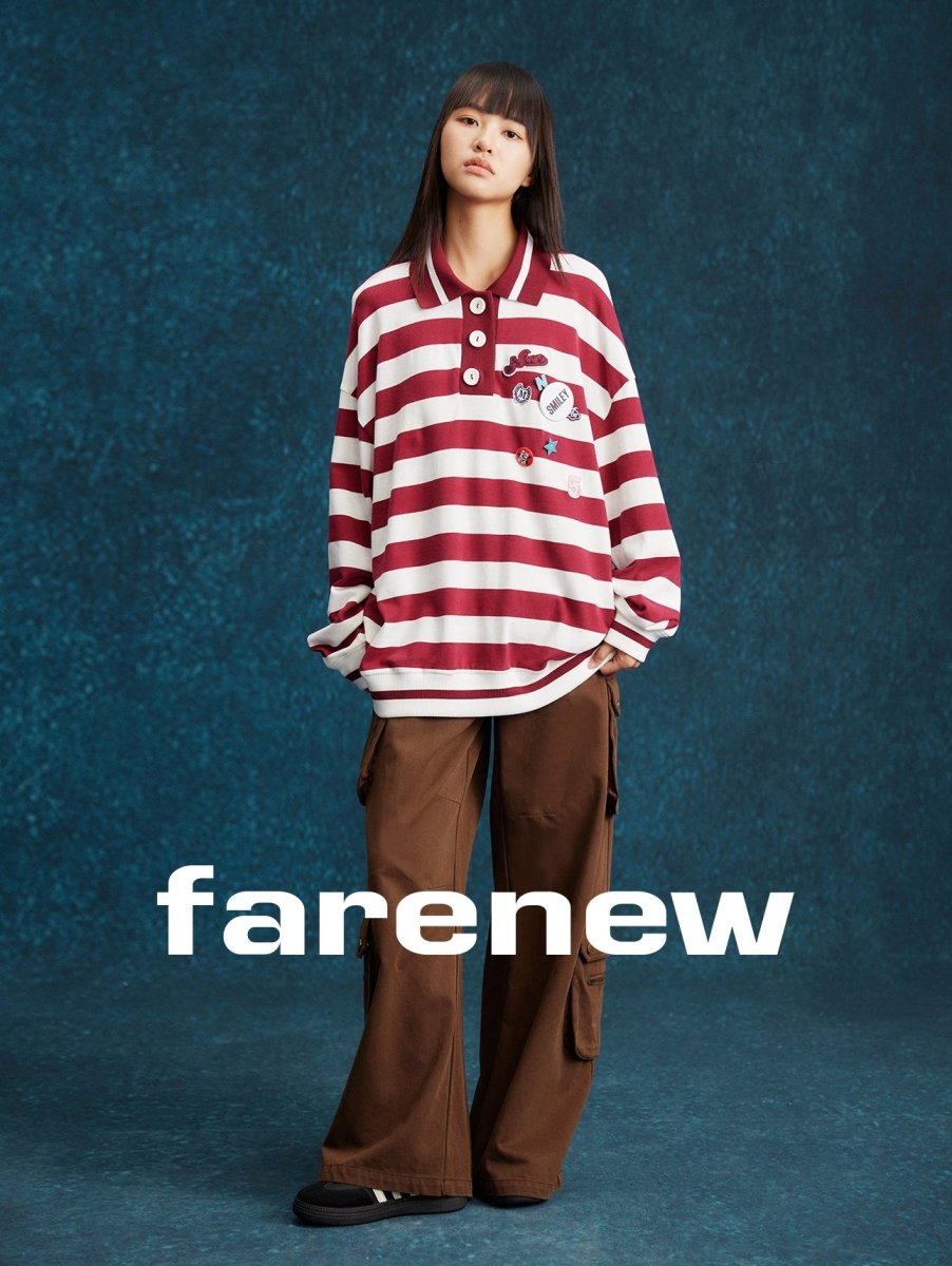 Playful Stripes Polo Sweatshirt - SHICCACHE