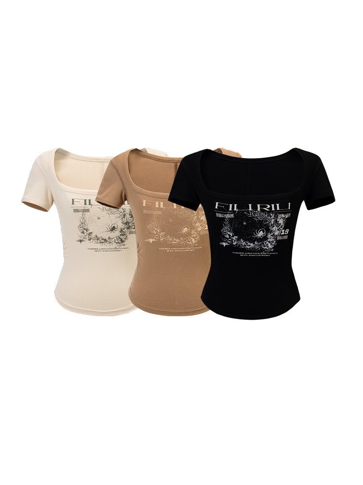 Spider Web Graphic Baby Tee - SHICCACHE