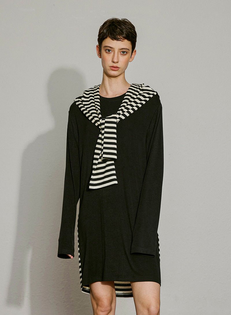 Striped Illusion Layer Dress - SHICCACHE