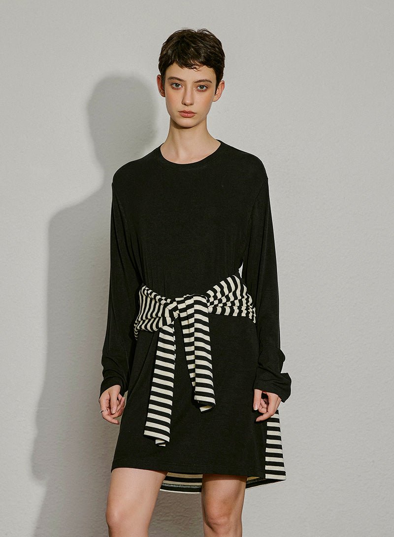 Striped Illusion Layer Dress - SHICCACHE