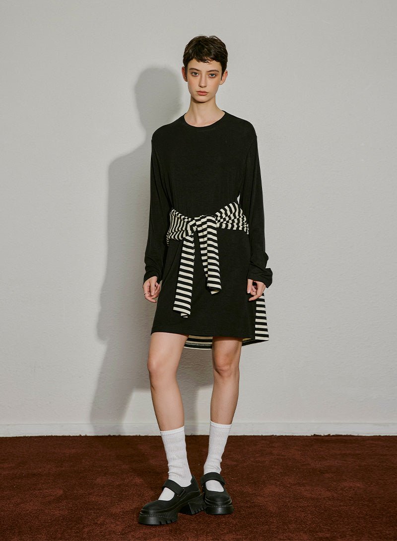 Striped Illusion Layer Dress - SHICCACHE