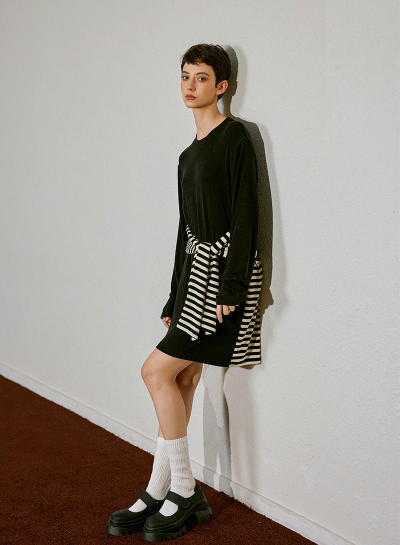 Striped Illusion Layer Dress - SHICCACHE