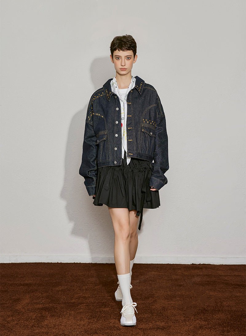 Studded Charm Denim Jacket - SHICCACHE