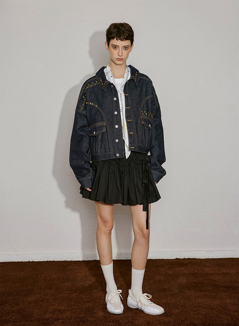 Studded Charm Denim Jacket - SHICCACHE