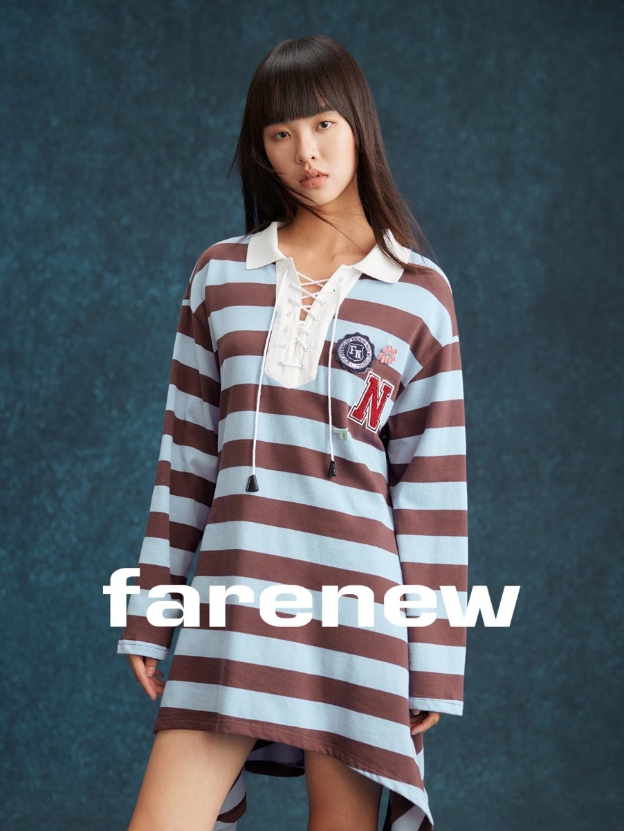 Varsity Striped Lace - Up Mini Dress - SHICCACHE