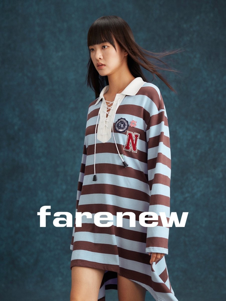 Varsity Striped Lace - Up Mini Dress - SHICCACHE