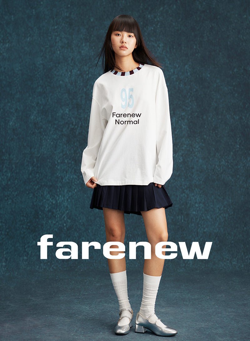 Vintage Lettered Collar Long Sleeve Tee - SHICCACHE