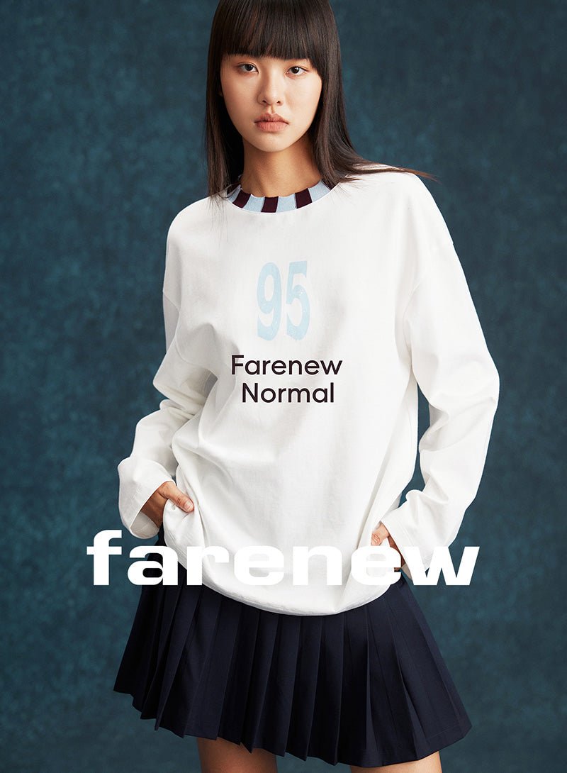 Vintage Lettered Collar Long Sleeve Tee - SHICCACHE