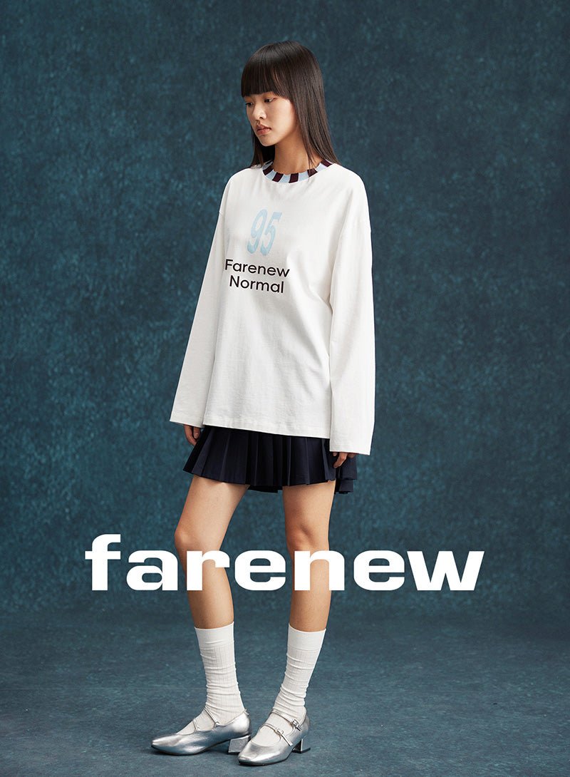 Vintage Lettered Collar Long Sleeve Tee - SHICCACHE