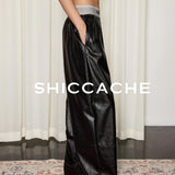 Black Casual Leather Pants