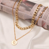 Bold Double-Layer Roman Coin Necklace