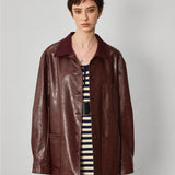PU Lapel Leather Jacket