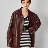 PU Lapel Leather Jacket