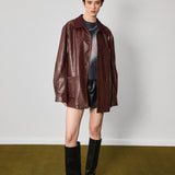 PU Lapel Leather Jacket