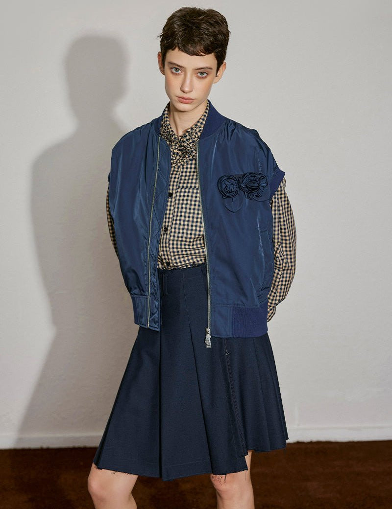 Asymmetric Pleated Skirt with Raw Hem - SHICCACHE