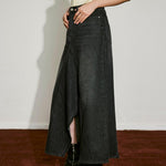 Asymmetric Slit Denim Maxi Skirt - SHICCACHE
