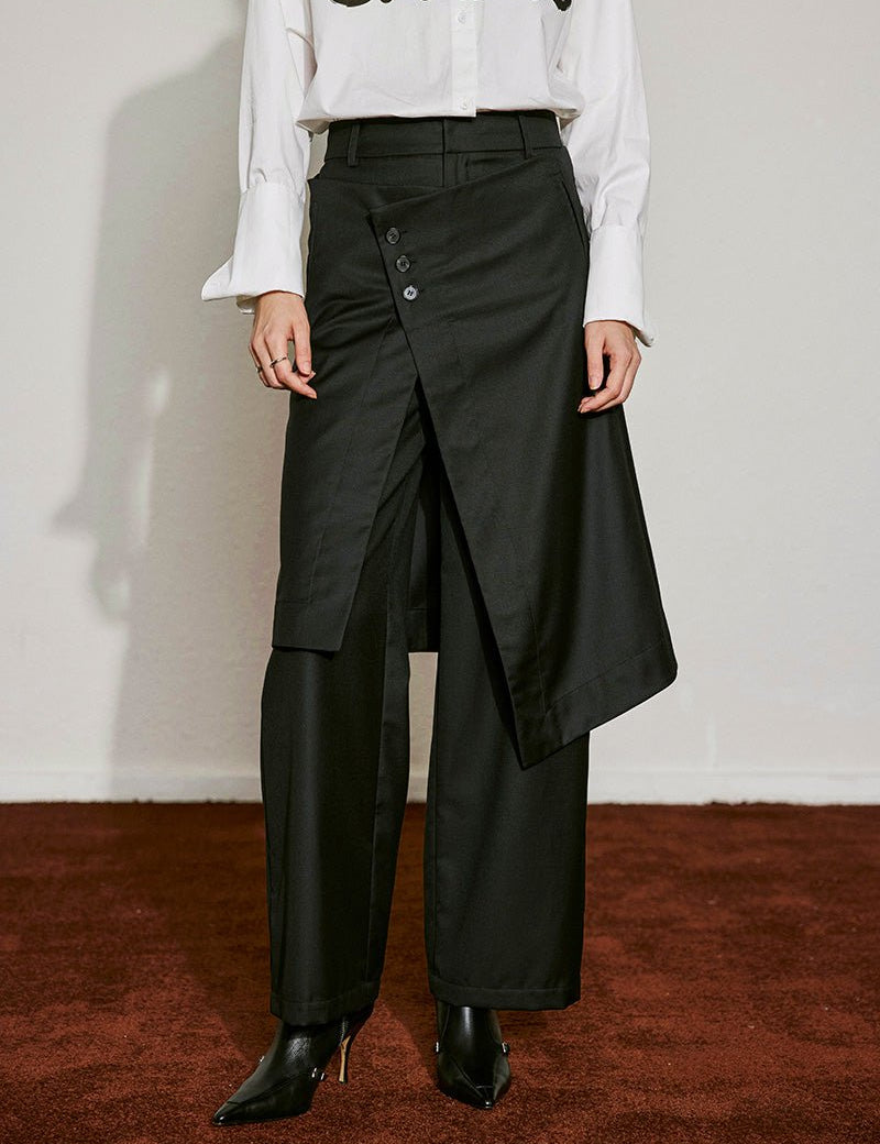 Asymmetrical Overlay Trousers - SHICCACHE