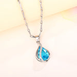 Azure Drop Zircon Pendant Necklace - SHICCACHE