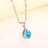 Azure Drop Zircon Pendant Necklace - SHICCACHE