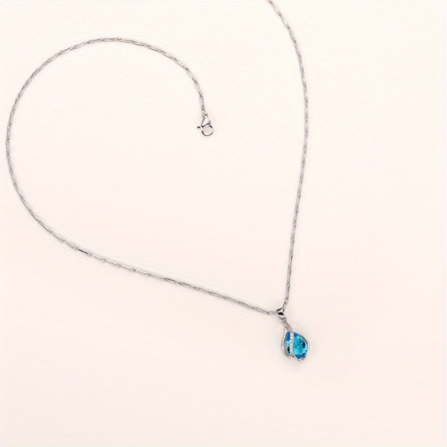 Azure Drop Zircon Pendant Necklace - SHICCACHE
