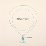 Azure Drop Zircon Pendant Necklace - SHICCACHE
