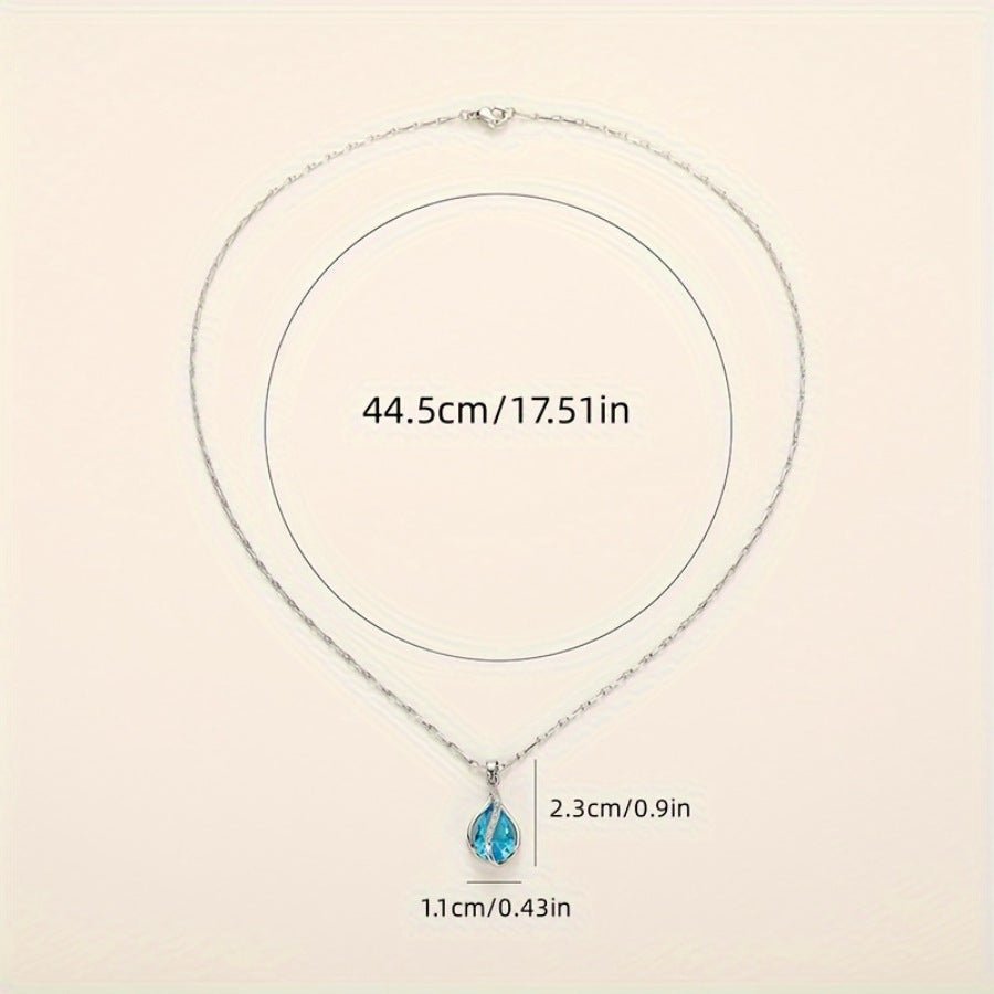Azure Drop Zircon Pendant Necklace - SHICCACHE