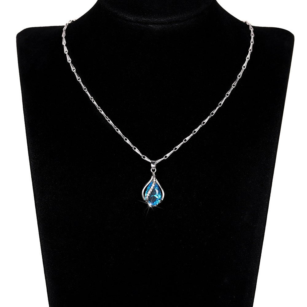 Azure Drop Zircon Pendant Necklace - SHICCACHE