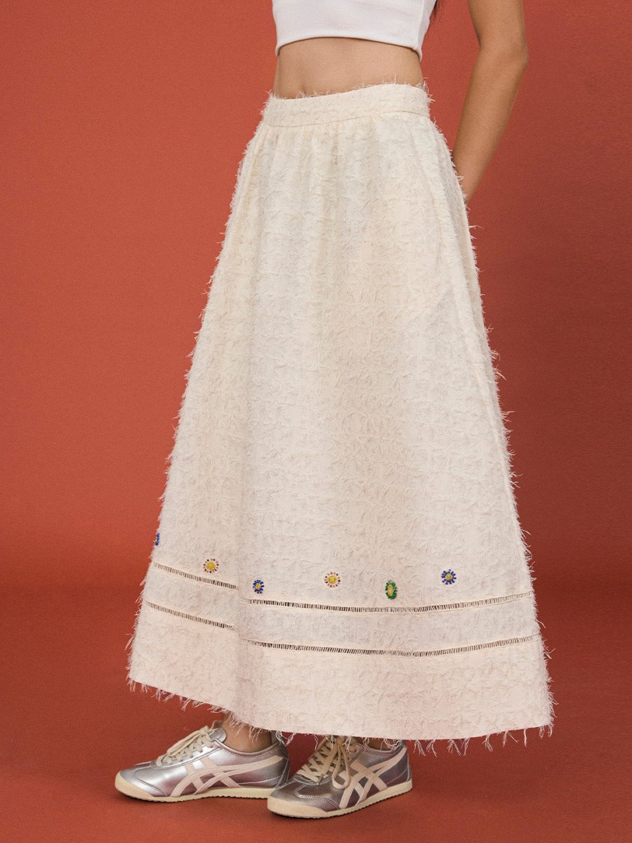 Beaded Bloom Midi Skirt - SHICCACHE