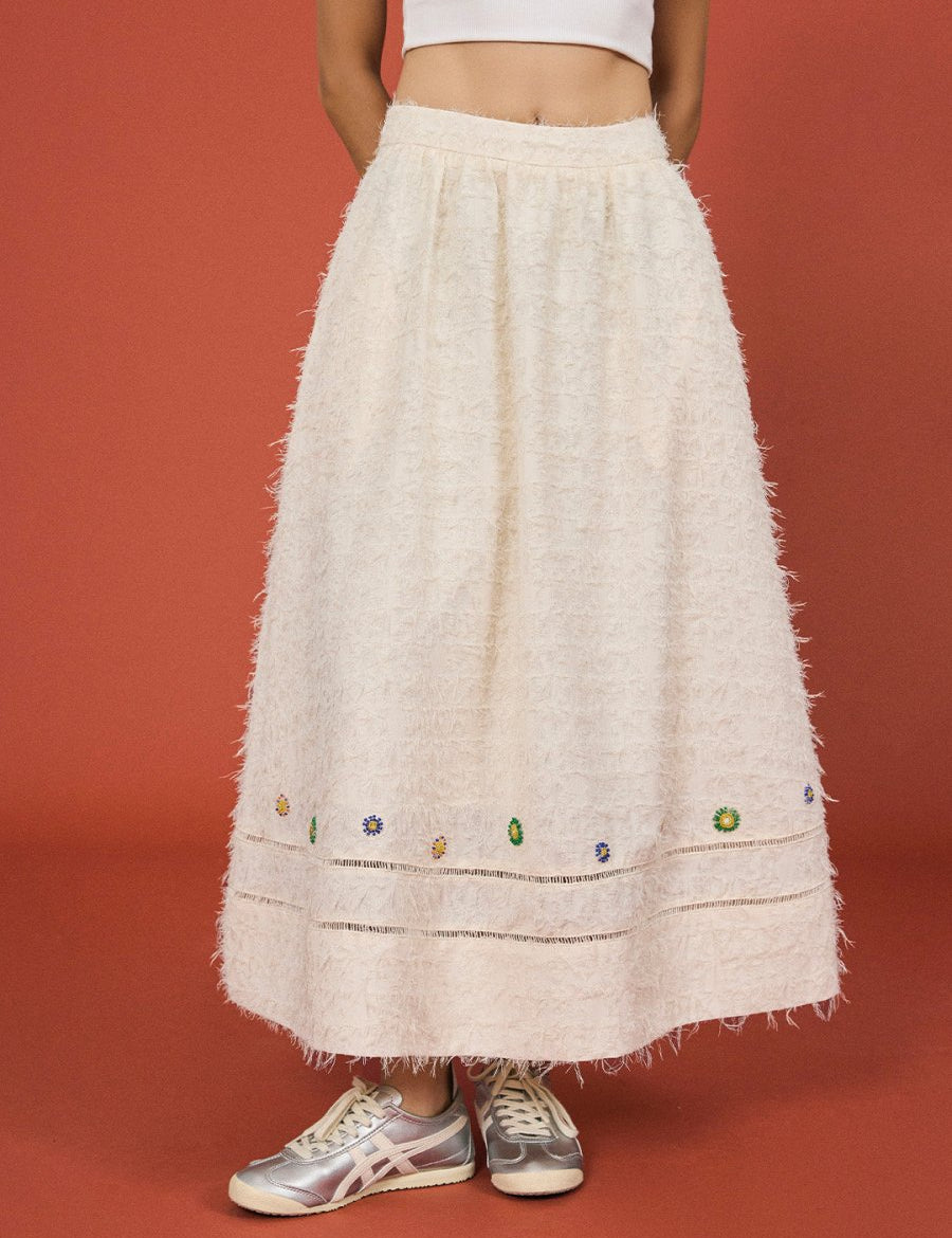 Beaded Bloom Midi Skirt - SHICCACHE