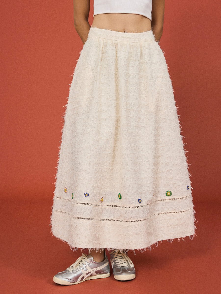 Beaded Bloom Midi Skirt - SHICCACHE