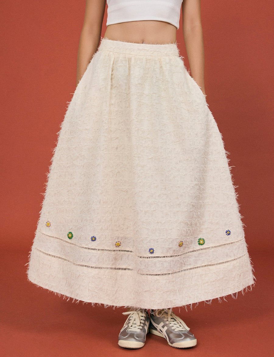 Beaded Bloom Midi Skirt - SHICCACHE