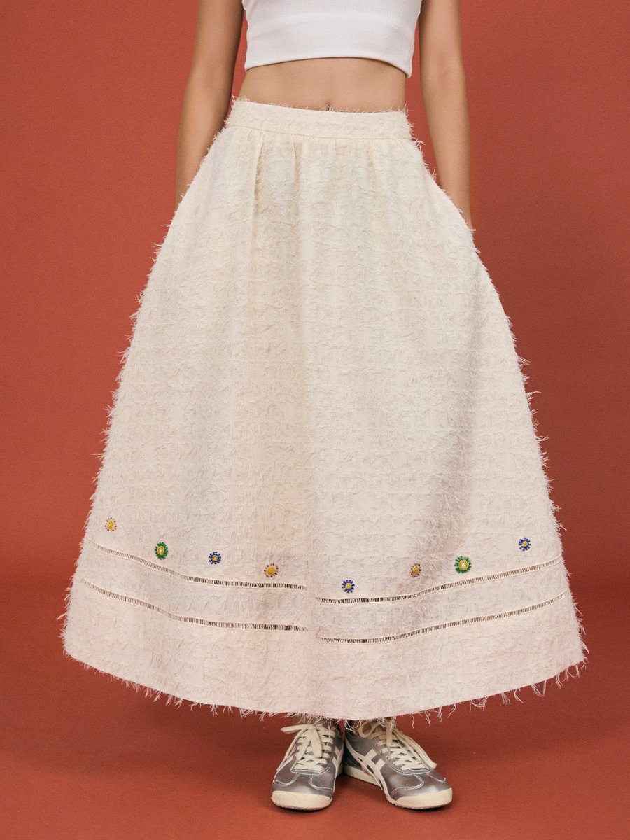 Beaded Bloom Midi Skirt - SHICCACHE