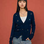Beaded Charm Wool Cardigan - SHICCACHE